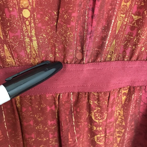 Peruvian Connection Size 14 Silk Dress Drop Waist Pockets 3/4 Dolman Sleeve Red - Picture 11 of 11