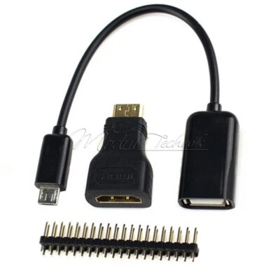 MARKENLOS Raspberry Pi Zero Kit Mini HDMI to HDMI Adapter + GPIO Header + Micro USB DIY
