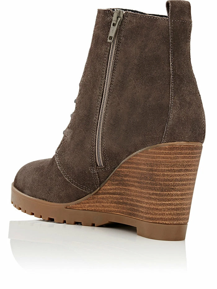 BARNEYS NEW YORK TALLA 8 (39) NUEVO $395 Gris Gamuza Encaje y Cremallera Botines Botas Foto 3 de 4