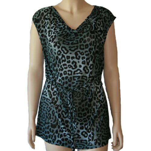 Women's Sleeveless Cowl Neck Top belt print plus 2X NWT