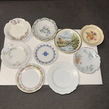 Antique Set of 9 Porcelain d'Art Miniature 3” Plates KPM, Arklow, Franciscan