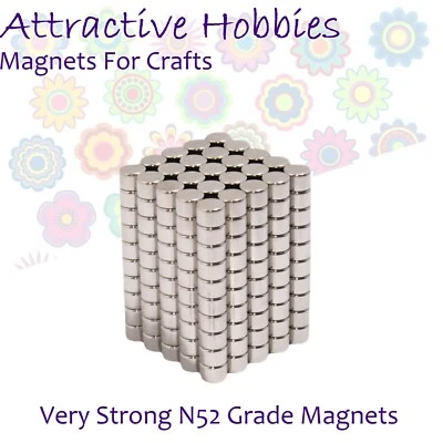 ATTRACTIVE HOBBIES Very Strong N52 Grade Magnets - Powerful Neodymium Discs Various Sizes 2-10mm