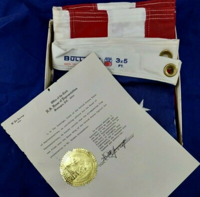 HOUSE OF REPRESENTATIVES USA FLAG DOCUMENTED W. PAT JENNINGS - SIGNATURE 1972