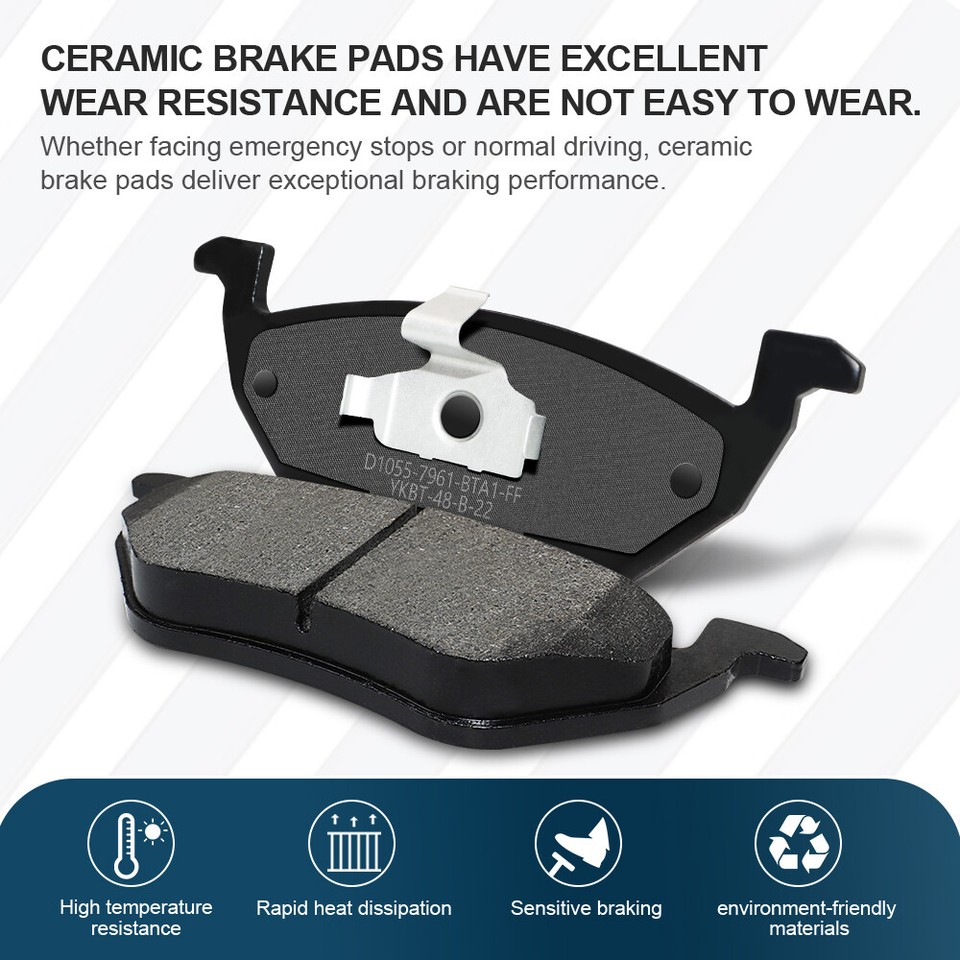 Front+Rear Ceramic Brake Pads For 2005 2006 2007 2008 2009 2010 Honda