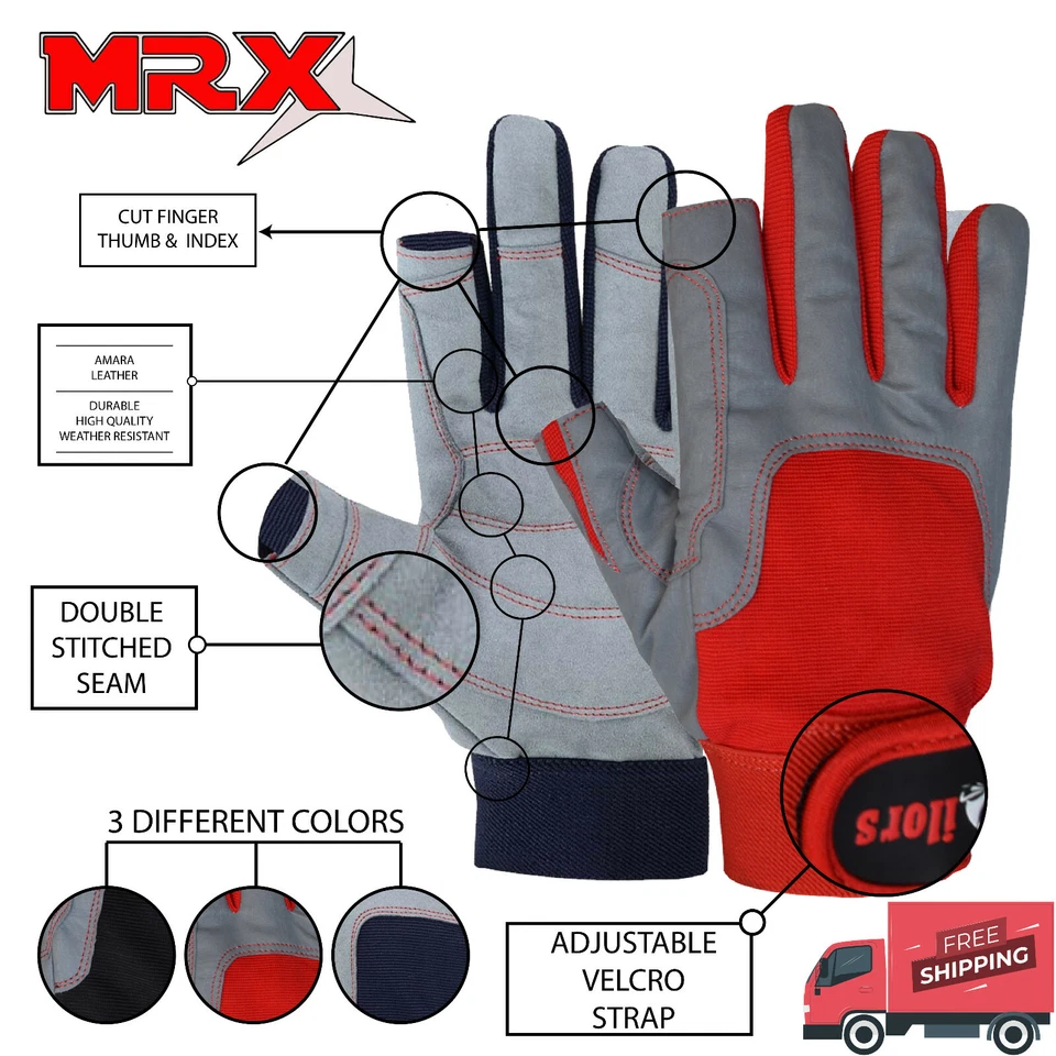 Guantes de vela corte dedo agarre kayak surf pesca hombres mujeres guante de cubierta Foto 3 de 4