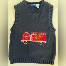 GREEN DOG BLUES SOFT KIDS V-NECK SWEATER FIRETRUCK BLUE COLOR KIDS SIZE:6