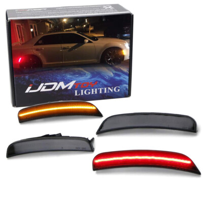 Smoked Lens Amber/Red Full LED Side Marker Light Kit For 2015-up Chrysler 300