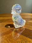 Fenton Uranium Glass Duck Figurine Hand Painted Signed J Green 3.75" Glow