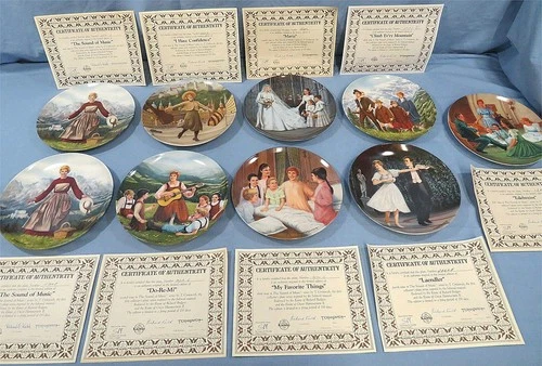 9 EDWIN KNOWLES THE SOUND OF MUSIC COLLECTORS PLATES COMPLETE SET LOT COAS*BOXES
