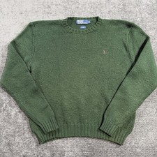 Polo Ralph Lauren Vintage Knitted Sweater Mens Size XL Wool Cotton Blend Green
