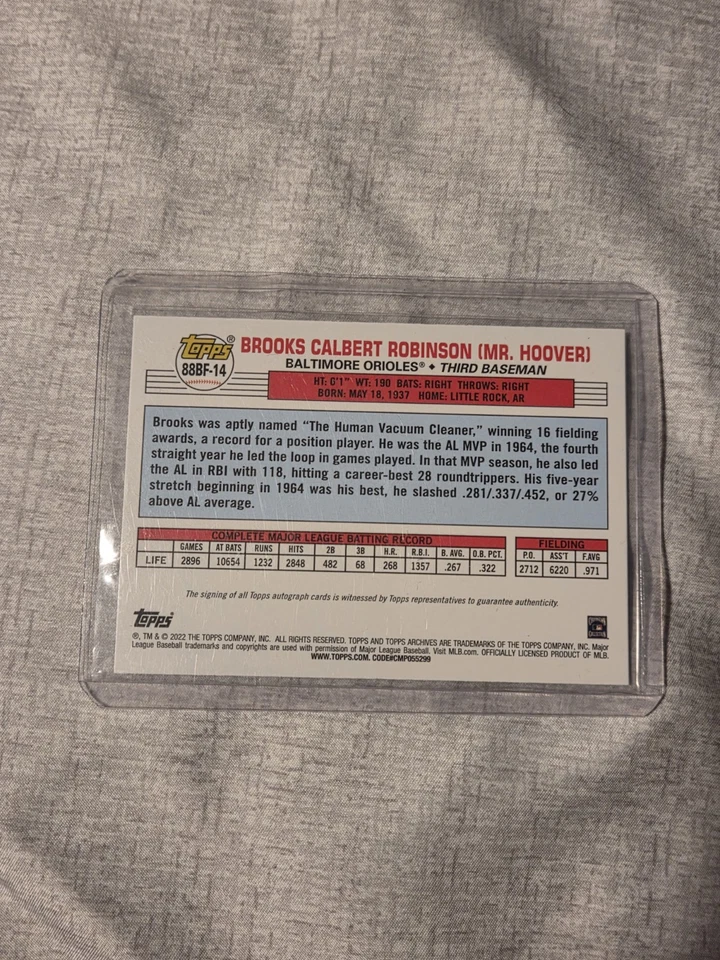 Autografiado 2022 Topps Archives - 1988 Topps Big Foil Brooks Robinson #88BF-14 Foto 2 de 2