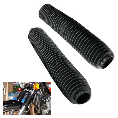 2pcs Motorcycle Black Front Fork Shock Gaiter Boots Absorber Dust Cover.