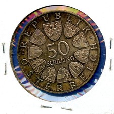 1965 Austria 50 Schillings Osterreich 20g Silver Coin Vienna University #0b