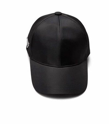 PRADA キャップシルバー三角ロゴ Prada Hat Black Nylon Tessuto Silver Triangle Logo Side Baseball