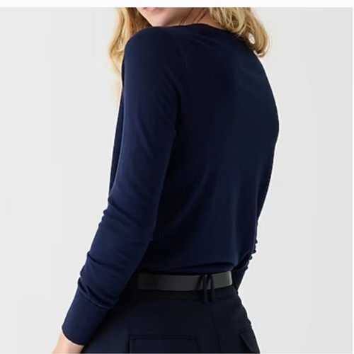 NWT Halle Crew Neck Sweater 100% Merino Wool Navy Blue Size XL - Picture 2 of 9