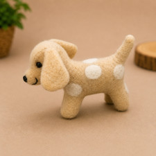 Handmade Felt Dog Figurine   Cute Wool Felt Animal Decor