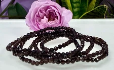 Wholesale 6Pcs 4mm Faceted Natural Smoky Quartz 7.5” Healing Stretch Bracelet