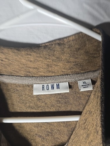 ROWN Mens 1/4 Zip Pullover Shirt Brown Black XL - Picture 3 of 6