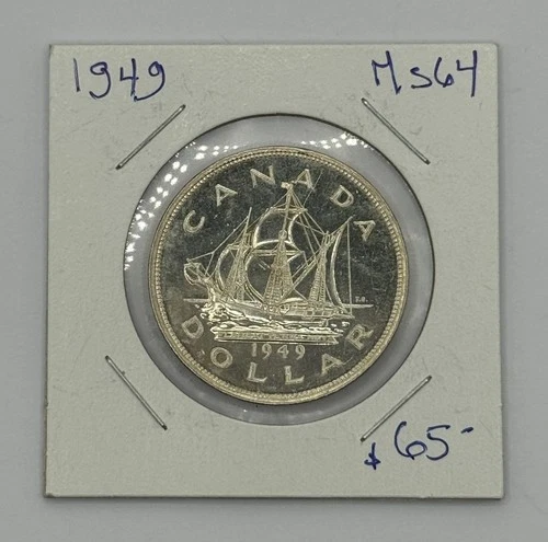 Canada 1949 $1 Dollar Silver Coin MS-64