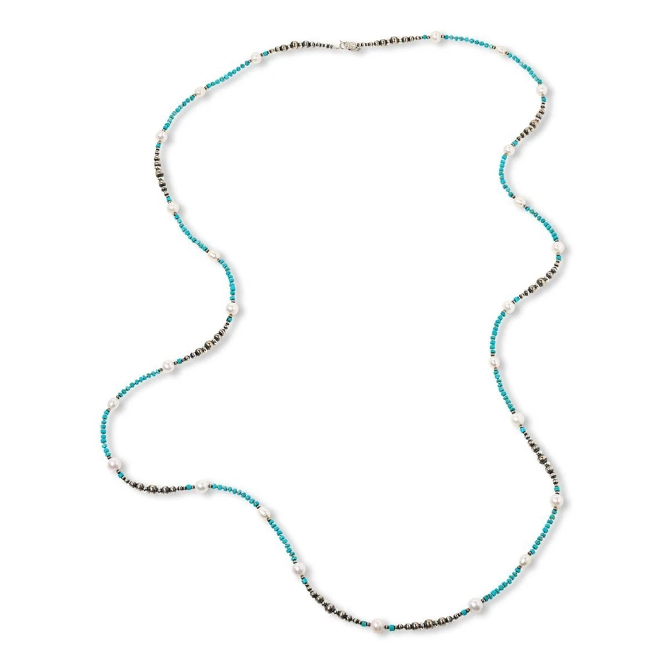 Collar de perlas navajo turquesa de la Bella Durmiente Chaco Canyon 60" - Nuevo con etiquetas - $399,95 Foto 3 de 4
