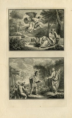 Rare Antique Print-Religion-Prophet Elijah woken by an angel-Folkema-ca. 1750