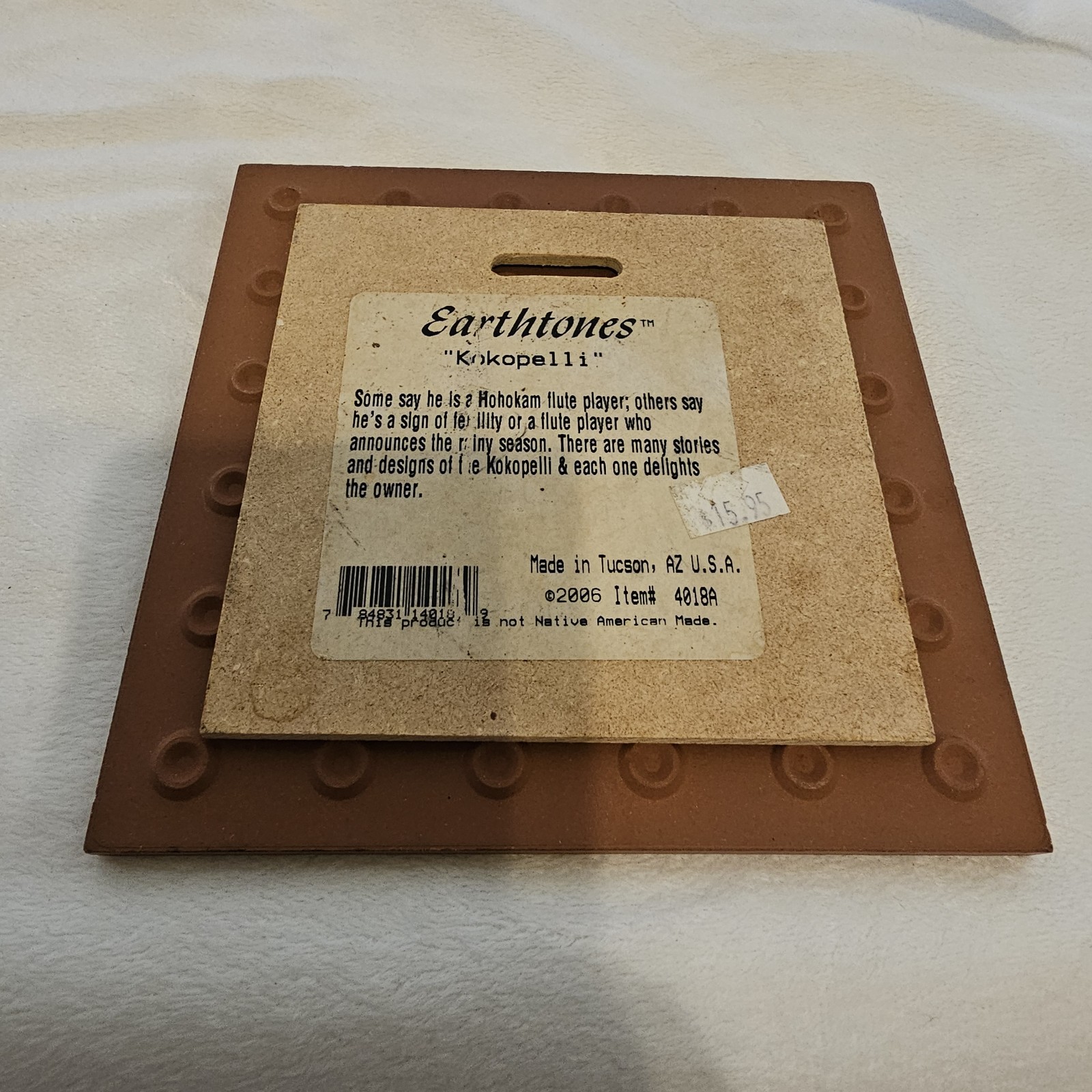 Earthtones Ceramic Art Tile Trivet Southwest Kokopelli Design 6 in. Made In AZ.