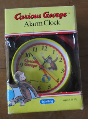 1998 Curious George Yellow Twin Red Bell  Alarm Clock by Schylling