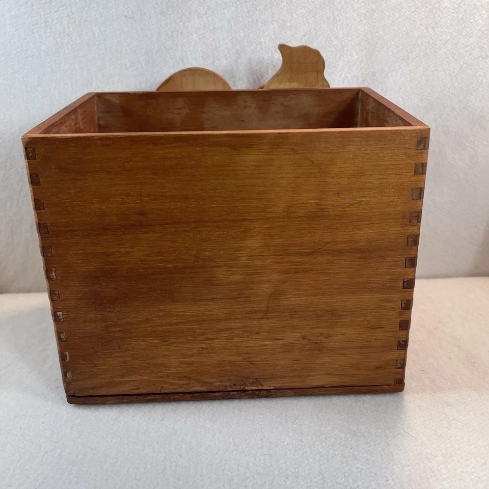 Vtg Rustic Farmhouse Wooden Rooster Planter Utensil Holder Storage Box - Image 3 of 4