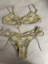 Blackbough Floral Green Yellow White Adjustable Strap Bikini Set Women