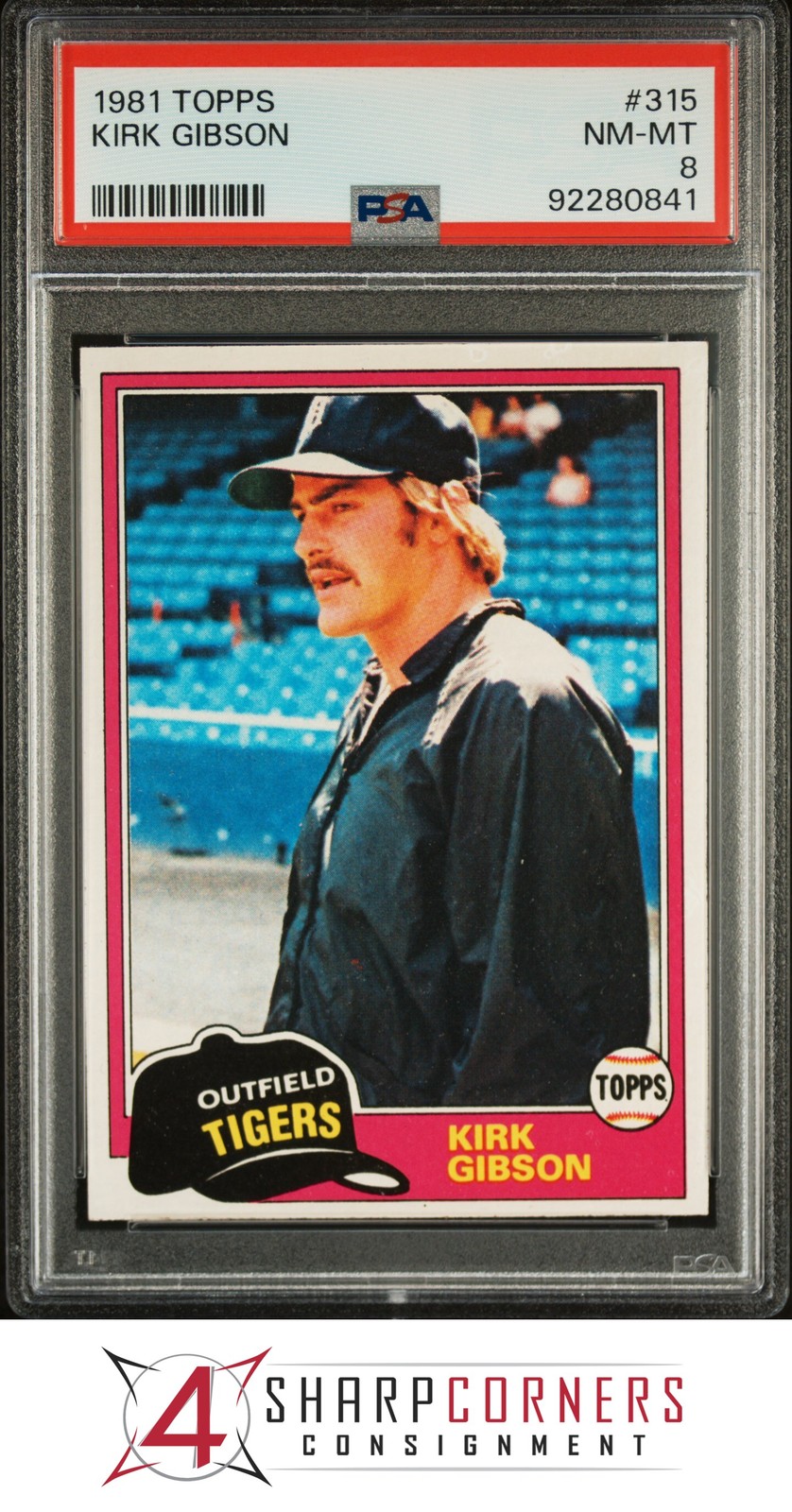 1981 TOPPS #315 KIRK GIBSON RC TIGERS PSA 8