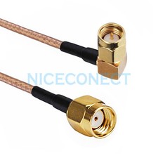 SMA Male Plug Right Angle RA to RP-SMA Male  Jack Pin  Lot Pigtail RG316 Cable