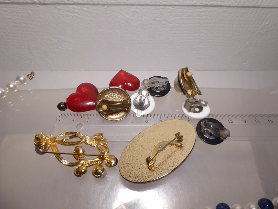 ab 90er J. Konvolut Kugelketten Perlenimitat Philip Persio Quarz Uhren Ohrclips - Bild 4 von 4