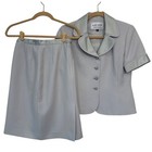 Albert Nipon Petite Suits Womens Light Blue Silver Blazer Skirt Set  Size 6P