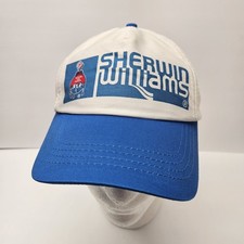 Vintage Y2K Deadstock Sherwin-Williams Paint SnapBack Hat white blue