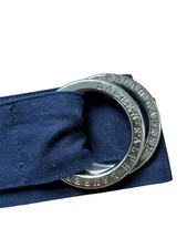 Vintage Y2K Ralph Lauren Navy Grosgrain Silver O Ring Logo Belt Quiet Luxury