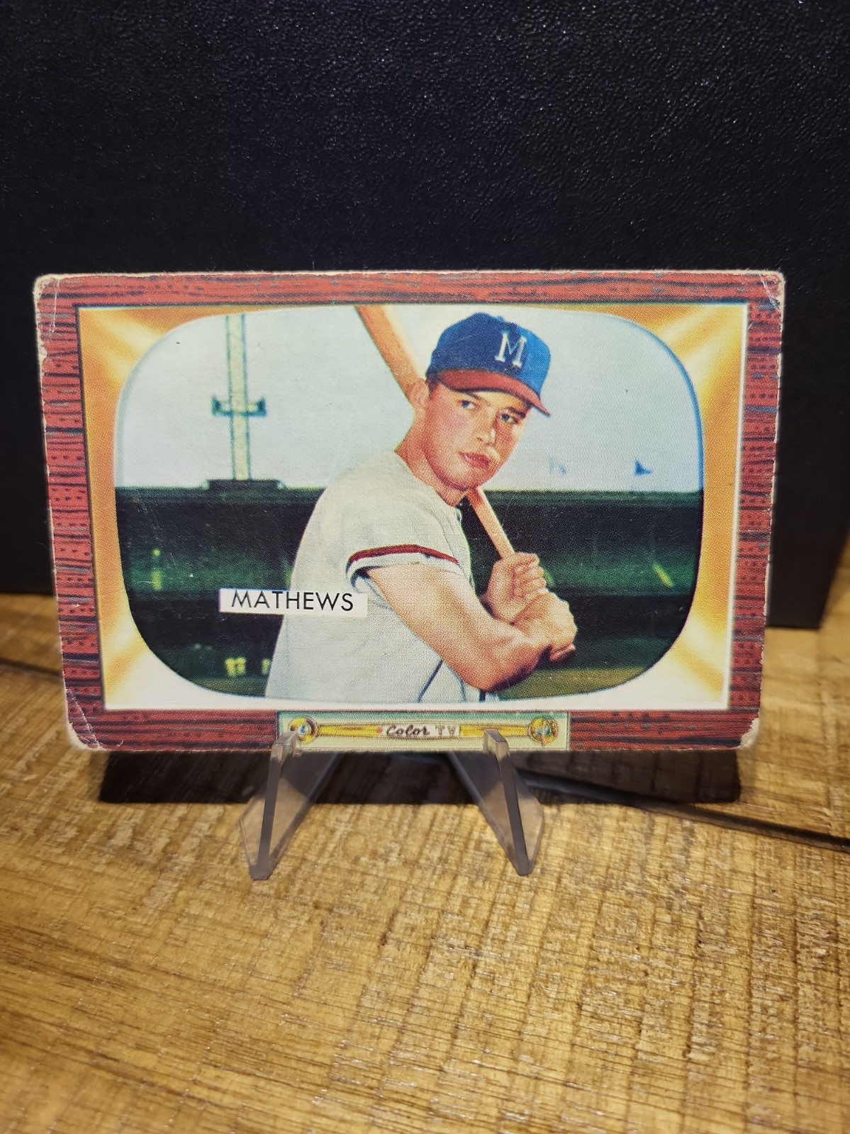 Eddie Mathews 1955 Bowman Color TV # 103 POOR