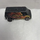 Hot Wheels Redline 1974 Super Van Black w Flames Vintage Diecast / Plastic Base
