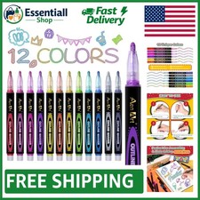 Multicolor Shimmer Pens - Essential 12-Color Glitter Marker Set for All Ages