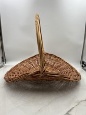 Vintage Woven Wicker Basket Large Round Oval Handle Rustic Boho Home Decor 22x18
