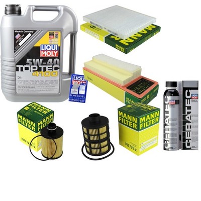 Inspektionspaket 5L Liqui Moly Top Tec 4100 5W-40 für Fiat Panda 1.3 D Multijet