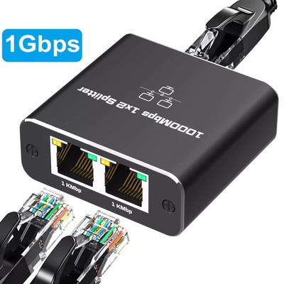 1000Mbps RJ45 Splitter 1X2 Ethernet cable 1 in 2 out Network Splitter PC
