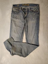 Big Star Jeans Men's 32R Blue Faded Pioneer Boot Cut Western Distressed Cowboys