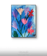Expressionism 9x12 in Flower Signed Colorful Art Painting Kitchen Decor