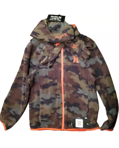 HURLEY Big Kid's Fleece Jacket, Gloves & Hat Set Large Youth Camo BRAND NEW - Picture 2 of 4