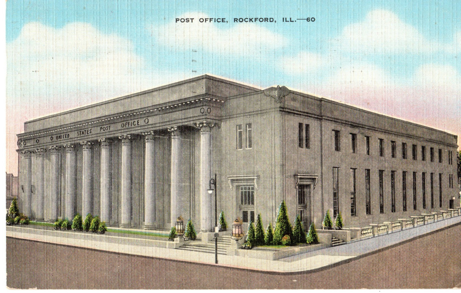 Post Office, Rockford, Illinois, 1942 Postmark Postcard eBay