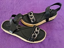 Neu"Catwalk"Schicke Da.Sommer Plato Schuhe Sandalen Schwarz Kette GR:41 NP:39,99