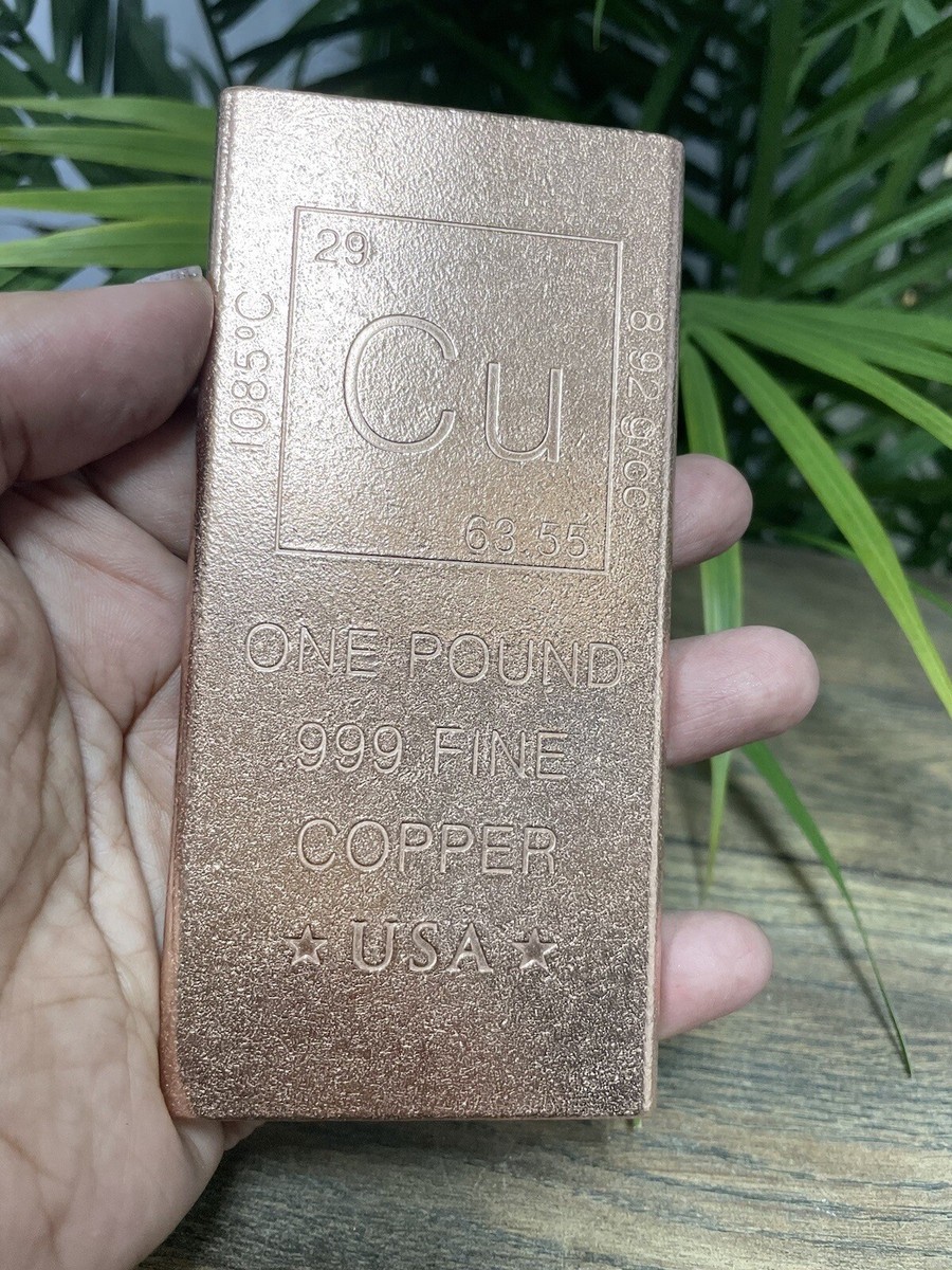 1 Pound Copper Bar Element Copper Bullion Bar .999 Fine Flat Ingot