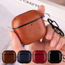 Business Retro PU Leather Earphone Protective Case Hook For Airpods 4 2024 ANC