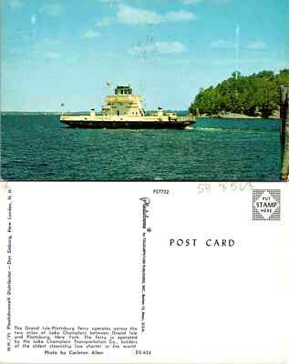 VTG Postcard - Grand Isle-Plattsburg Ferry operates ocross the Two miles Lake 