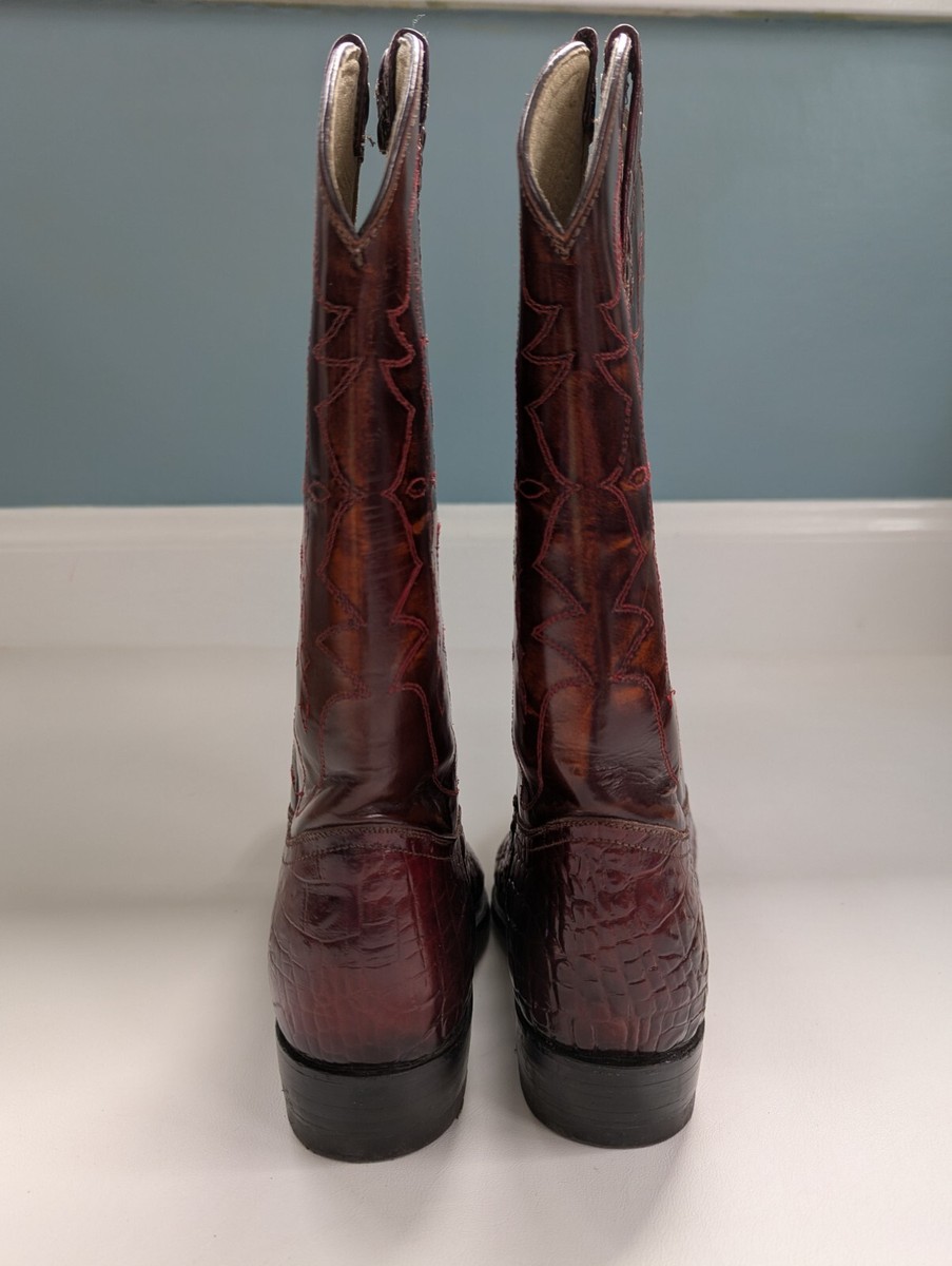 Vintage Botas Sandoval Men\'s Cowboy Boots Embossed Leather Size 27/9 Burgundy Botas Sandoval Men main image 2